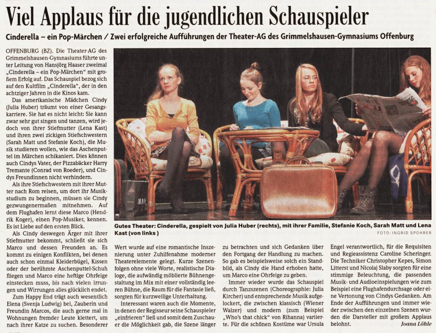 Cinderella 2011 - Badische Zeitung - Auffuehrungsbericht vom 4. Nov. 2011